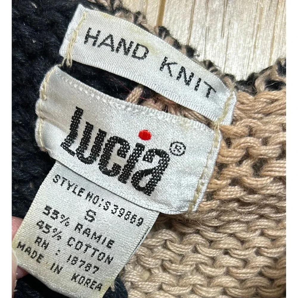 (2) VTG Hand Knit Sweater Womens S Cottage Old Money Pullover Cotton Ramie Linen - Picture 7 of 15